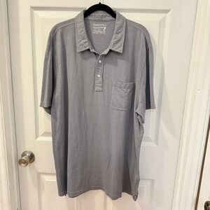 Faherty XXL Sunwashed Short Sleeve Collared Polo T-Shirt Grey Organic Cotton